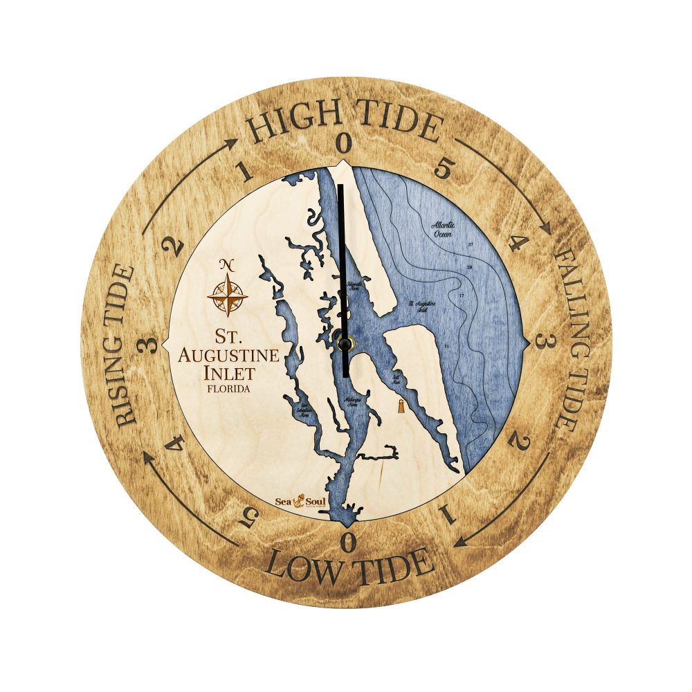 St. Augustine Tide Clock Honey Accent with Deep Blue Water