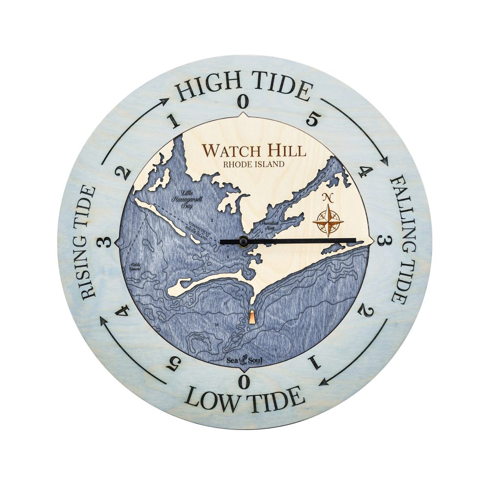 Watch Hill Tide Clock Bleach Blue Accent with Deep Blue Water