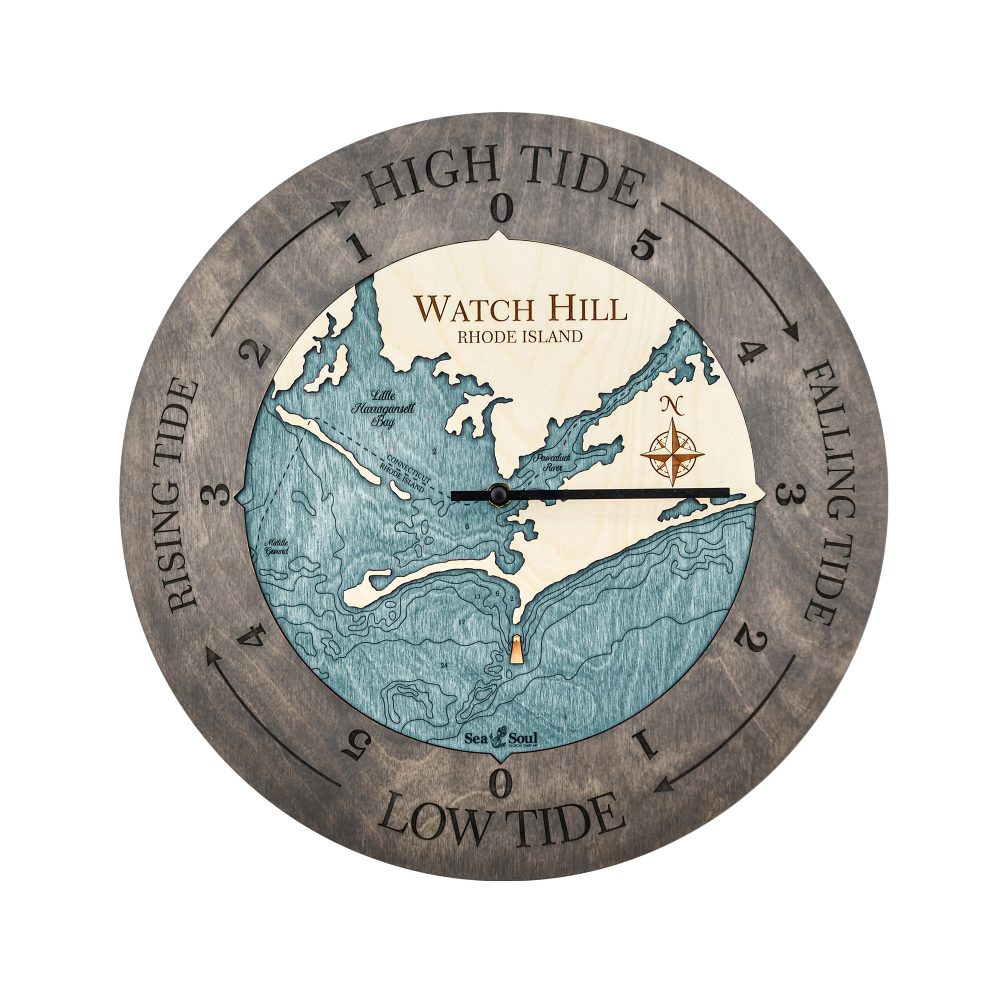 Watch Hill Tide Clock Driftwood Accent with Blue Green Water