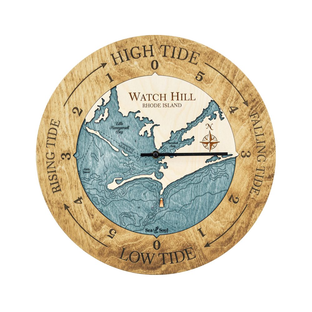 Watch Hill Tide Clock Honey Accent with Blue Green Water