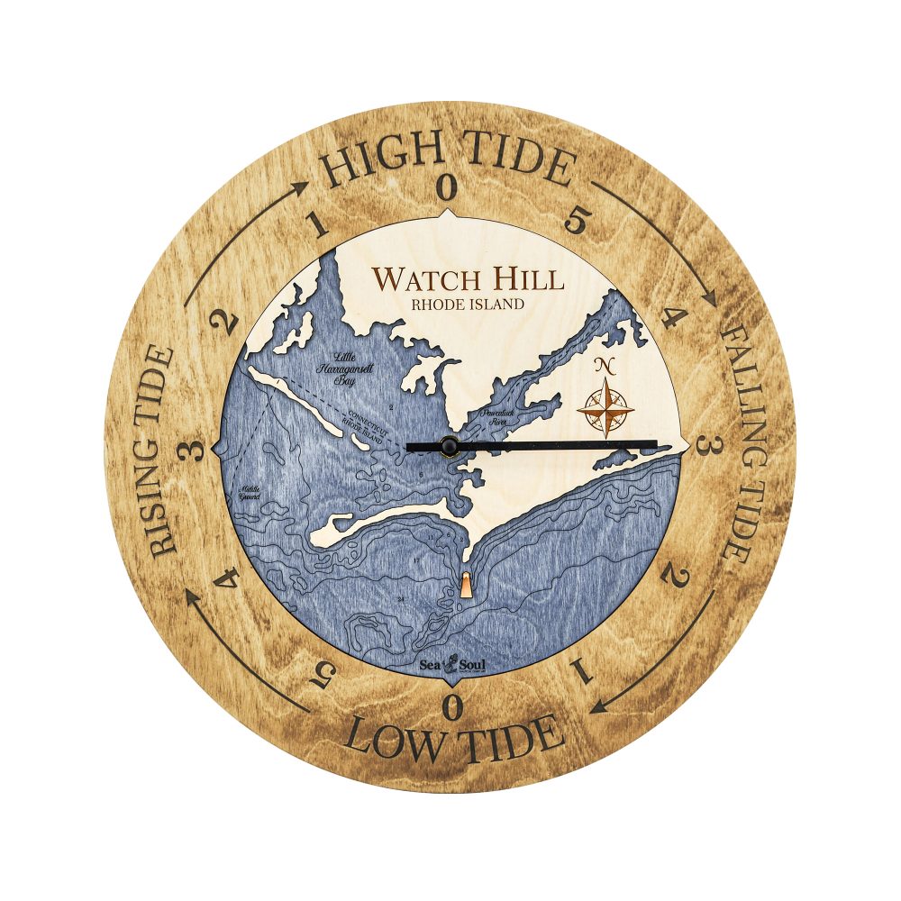Watch Hill Tide Clock Honey Accent with Deep Blue Water