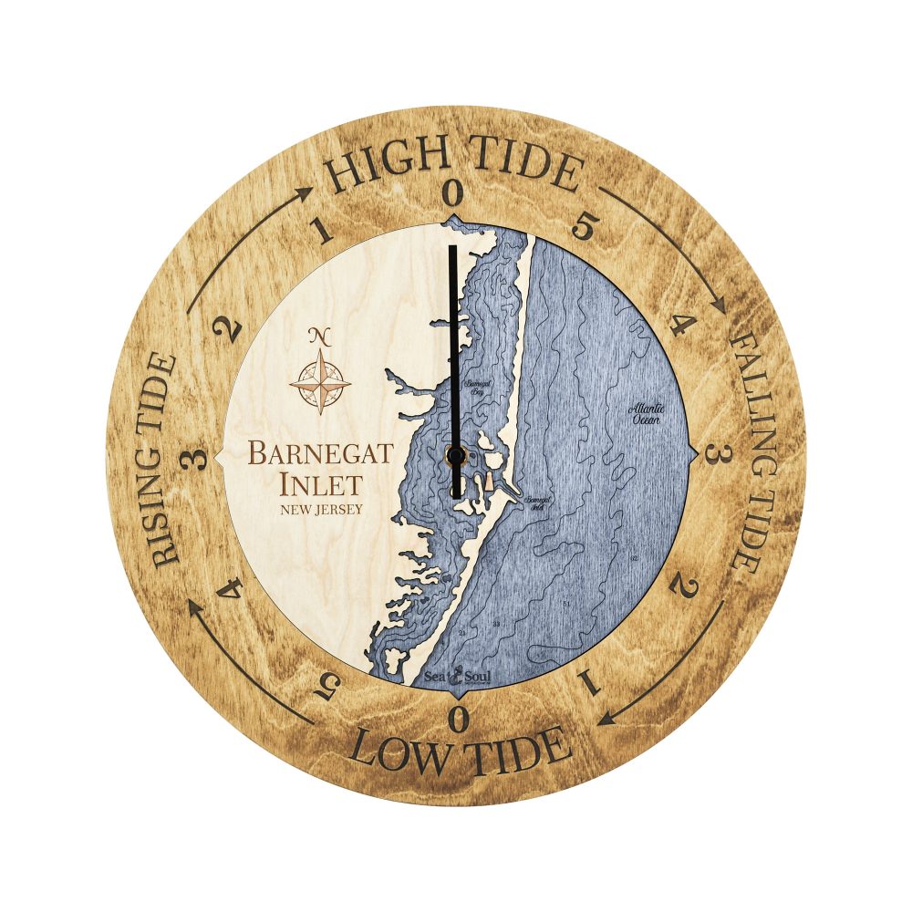 Barnegat Inlet Tide Clock Honey Accent with Deep Blue Water