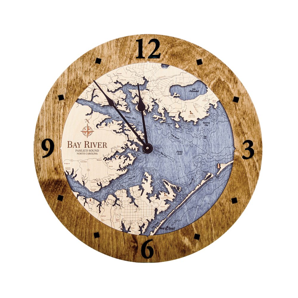 Bay River Nautical Clock Americana Accent with Deep Blue Water