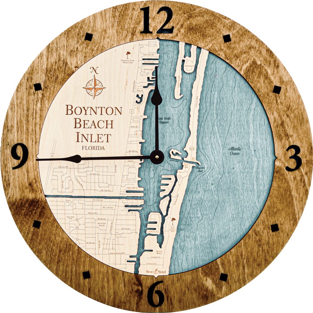 Boynton Beach Nautical Map Wall Art Americana Accent with Blue Green Water Product Shot