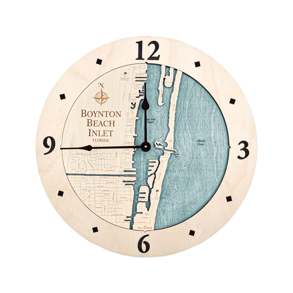 Boynton Beach Nautical Wall Clock Birch Accent with Blue Green Water