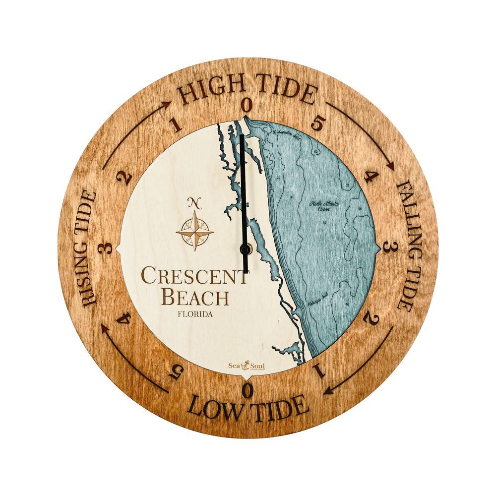 Crescent Beach Tide Clock Americana Accent with Blue Green Water