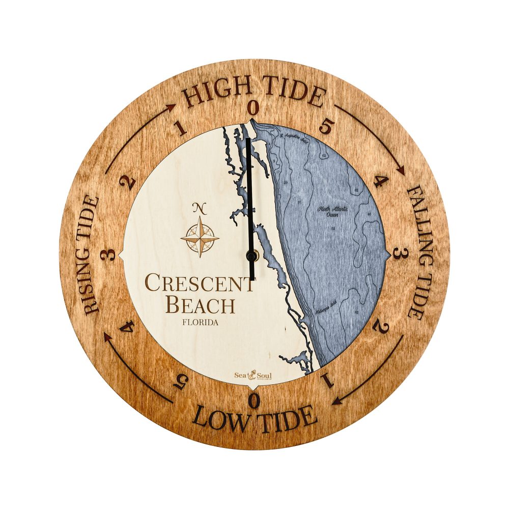 Crescent Beach Tide Clock Americana Accent with Deep Blue Water