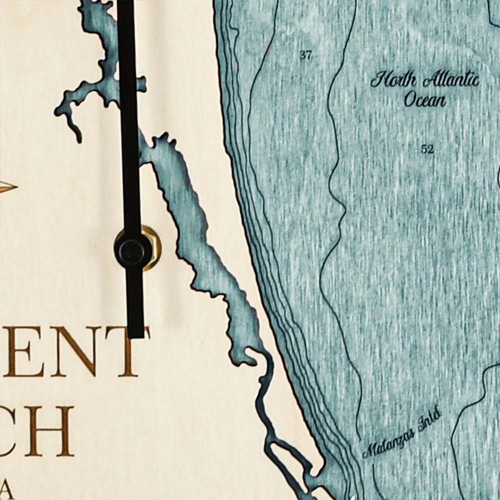 Crescent Beach Tide Clock Birch Accent with Blue Green Water Detail Shot 2
