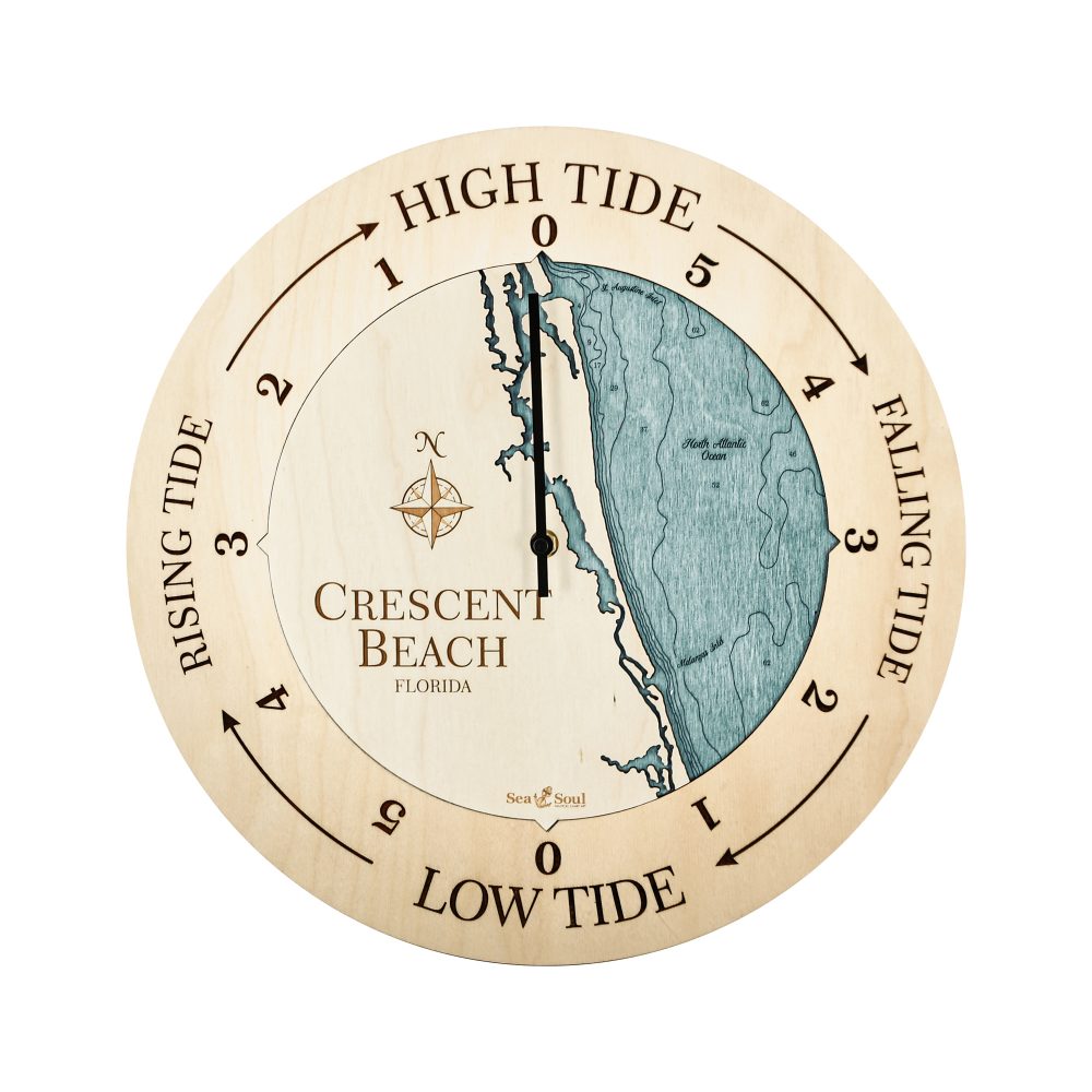 Crescent Beach Tide Clock Birch Accent with Blue Green Water
