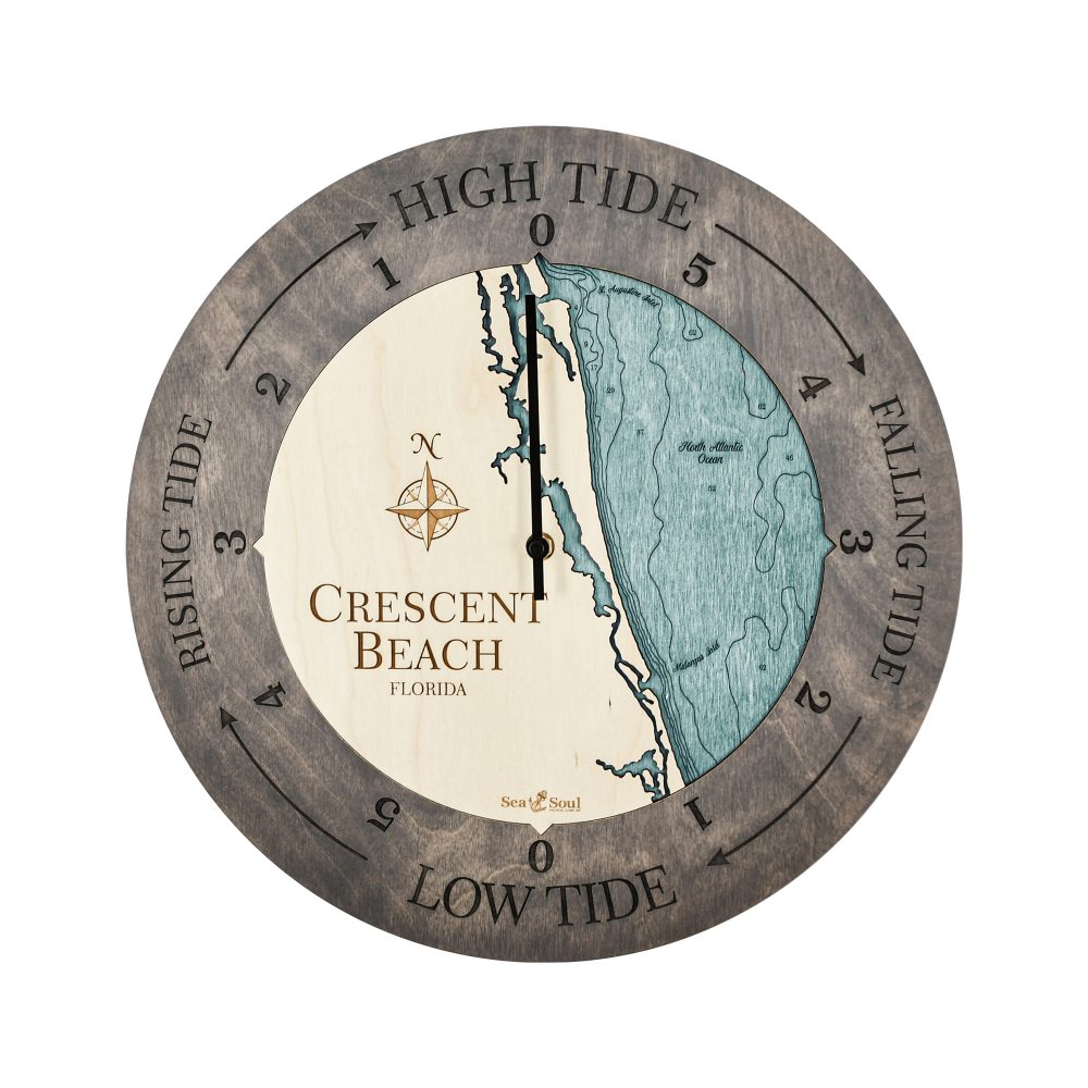 Crescent Beach Tide Clock Driftwood Accent with Blue Green Water