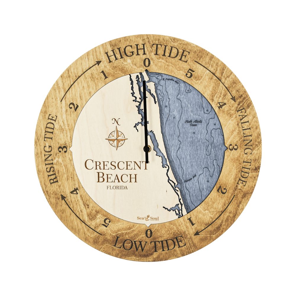 Crescent Beach Tide Clock Honey Accent with Deep Blue Water