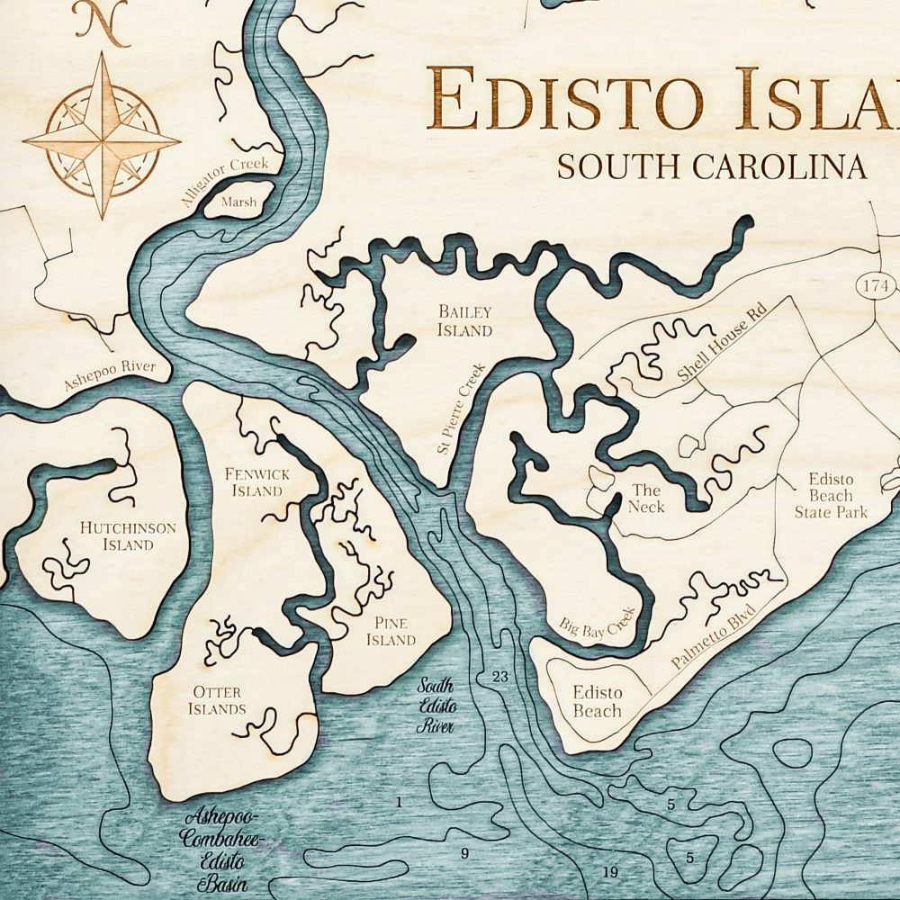 Edisto Island Nautical Wall Art Rustic Pine Accent with Blue Green Water Detail Shot 3