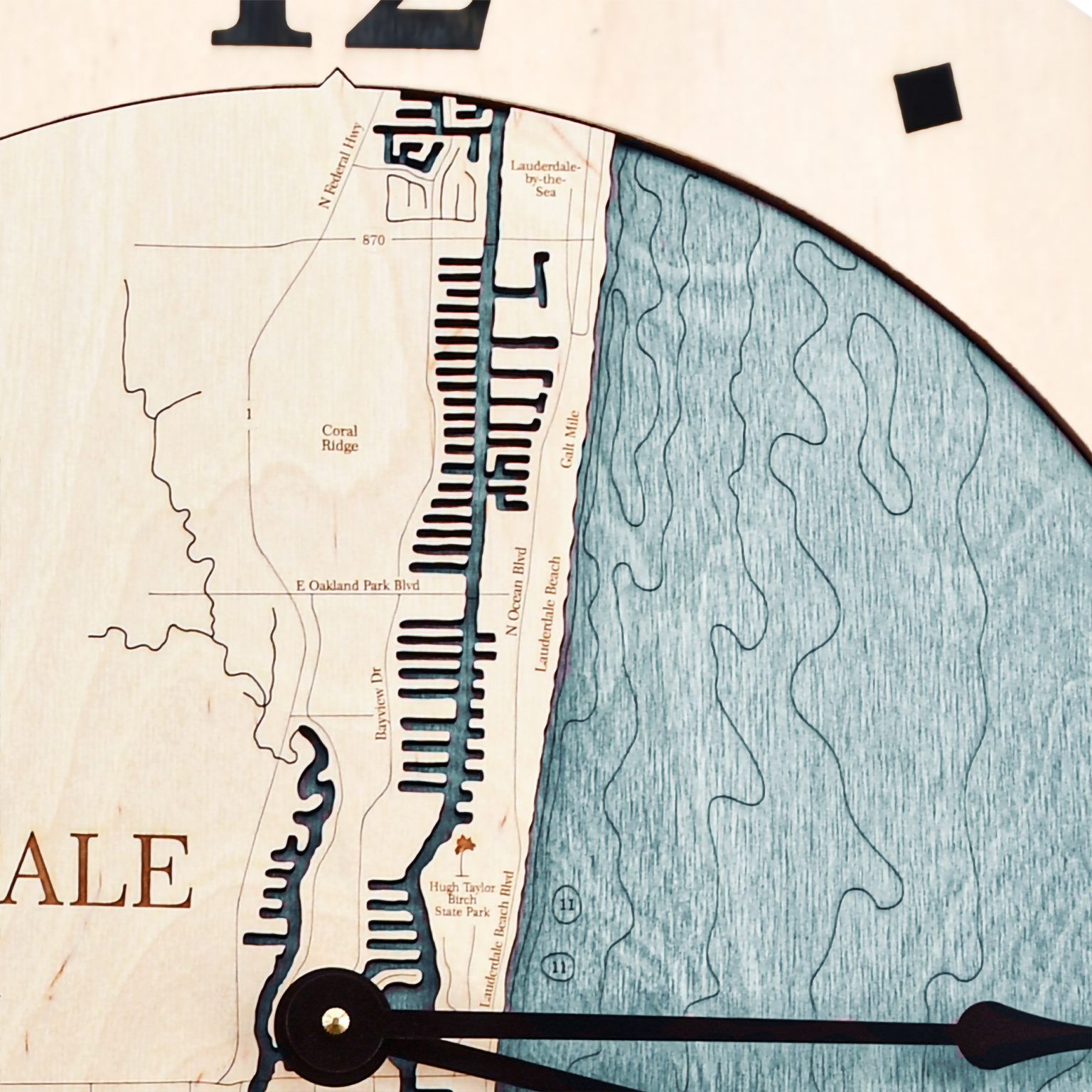 12" Fort Lauderdale Nautical Map Clock Sea and Soul Charts