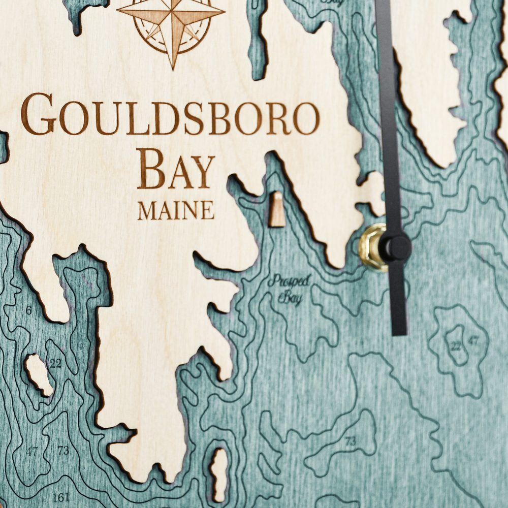 Gouldsboro Bay Tide Clock Americana Accent with Blue Green Water Detail Shot 1