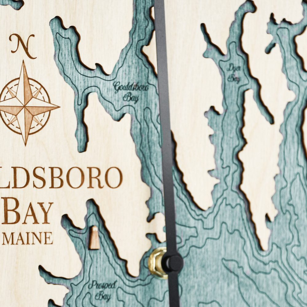 Gouldsboro Bay Tide Clock Americana Accent with Blue Green Water Detail Shot 2