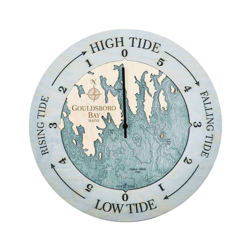 Gouldsboro Bay Tide Clock Bleach Blue Accent with Blue Green Water