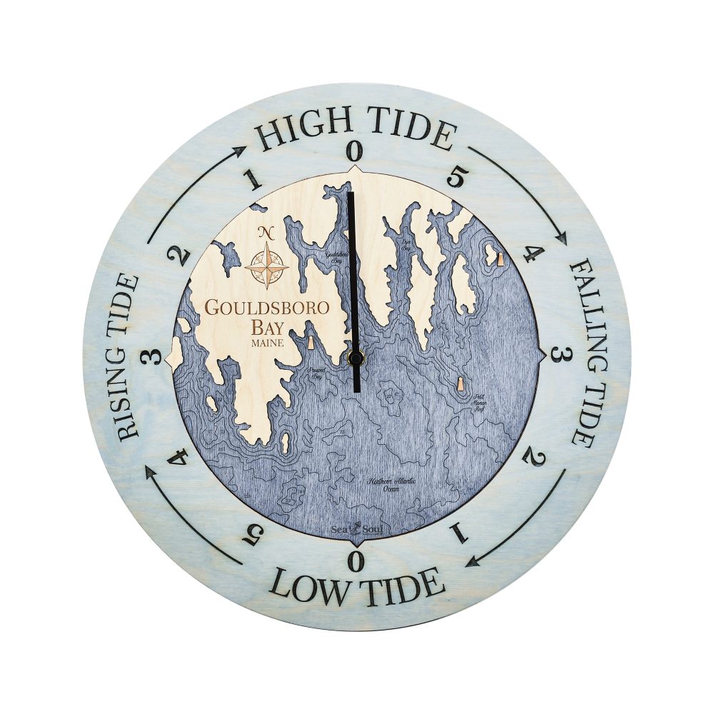 Gouldsboro Bay Tide Clock Bleach Blue Accent with Deep Blue Water