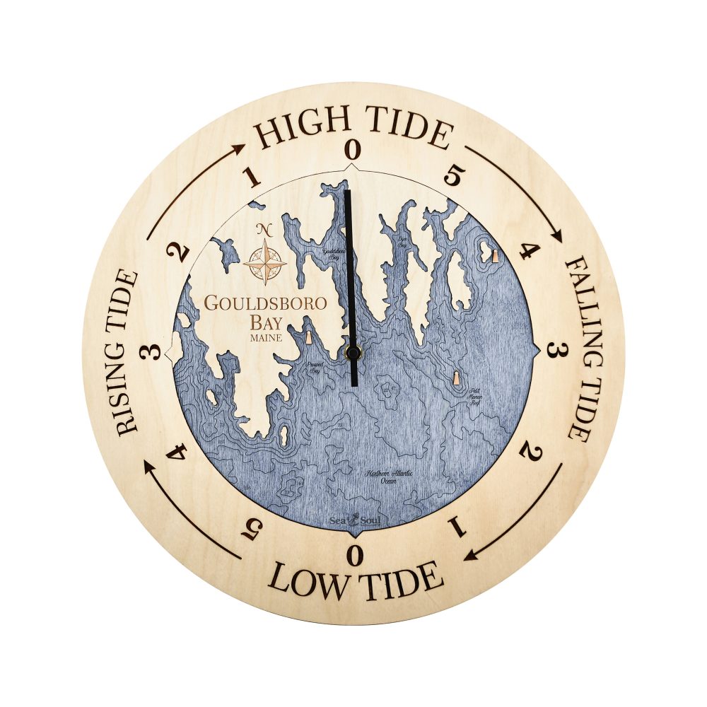 Gouldsboro Bay Tide Clock Birch Accent with Deep Blue Water