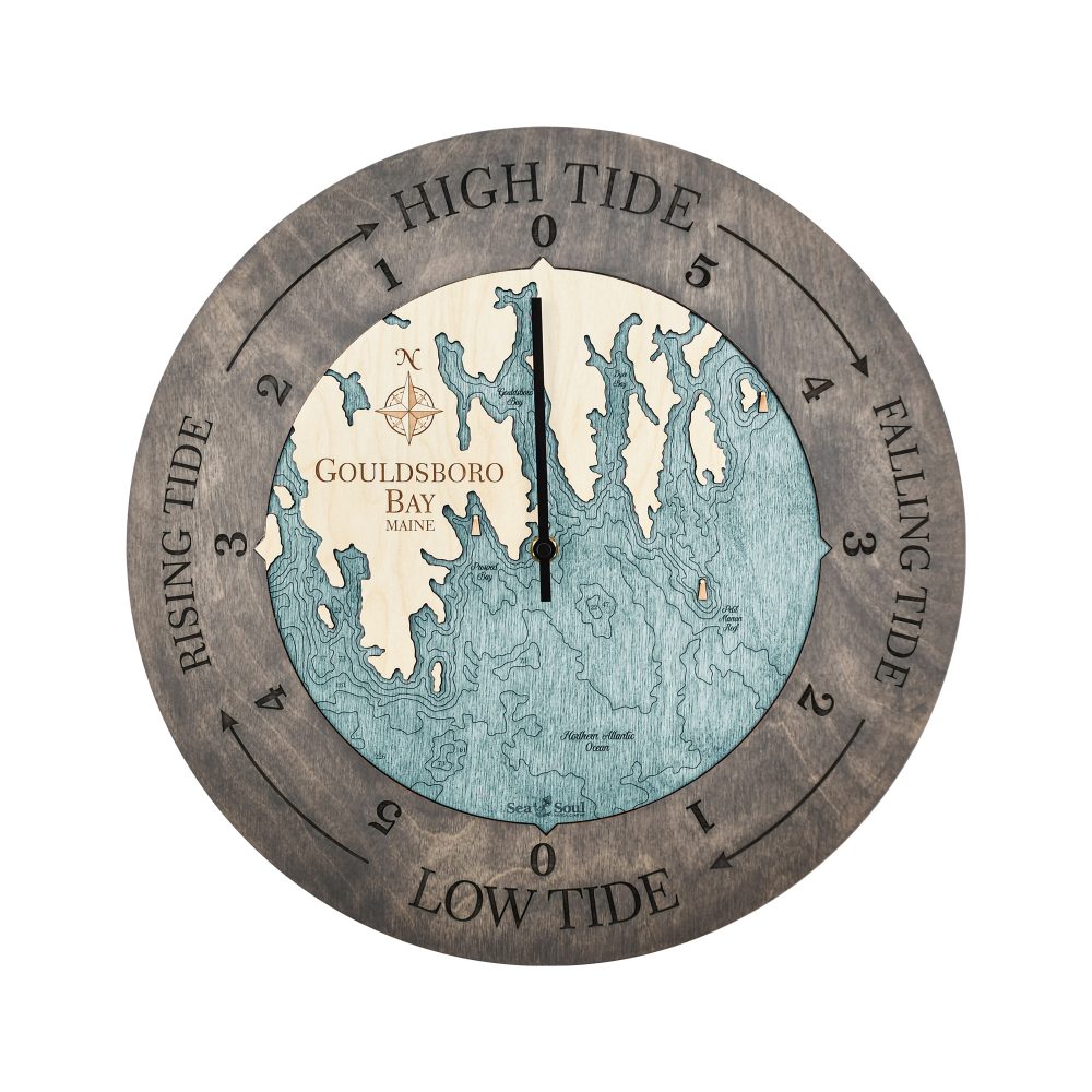 Gouldsboro Bay Tide Clock Driftwood Accent with Blue Green Water