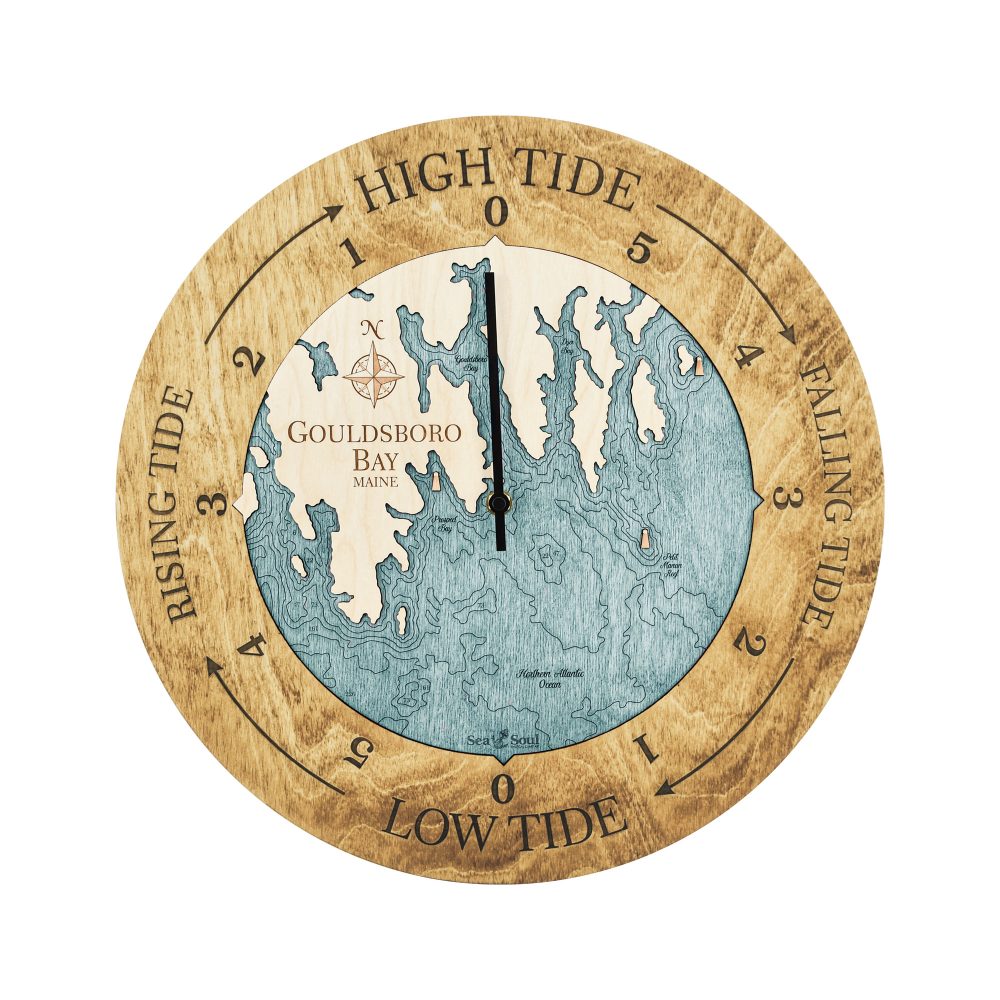 Gouldsboro Bay Tide Clock Honey Accent with Blue Green Water