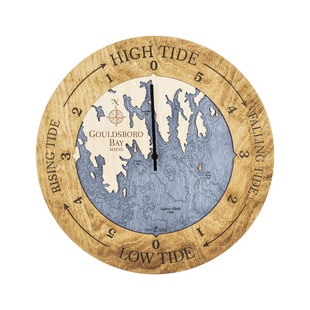 Gouldsboro Bay Tide Clock Honey Accent with Deep Blue Water