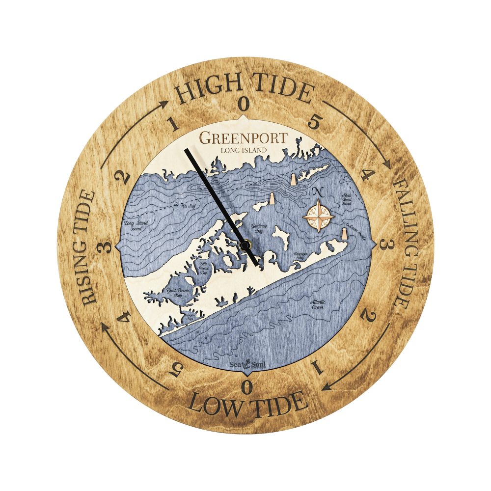 Greenport Tide Clock Honey Accent with Deep Blue Water