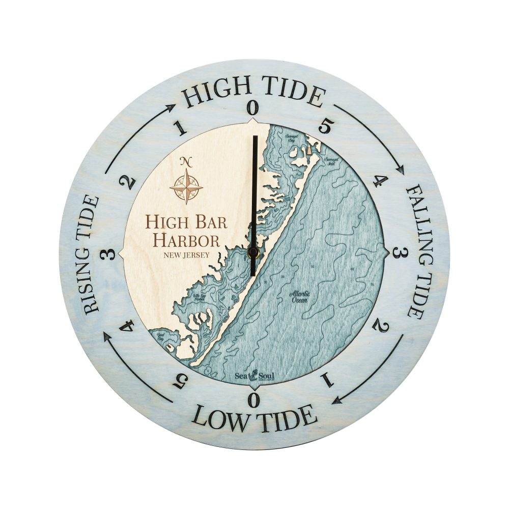High Bar Harbor Tide Clock Bleach Blue Accent with Blue Green Water