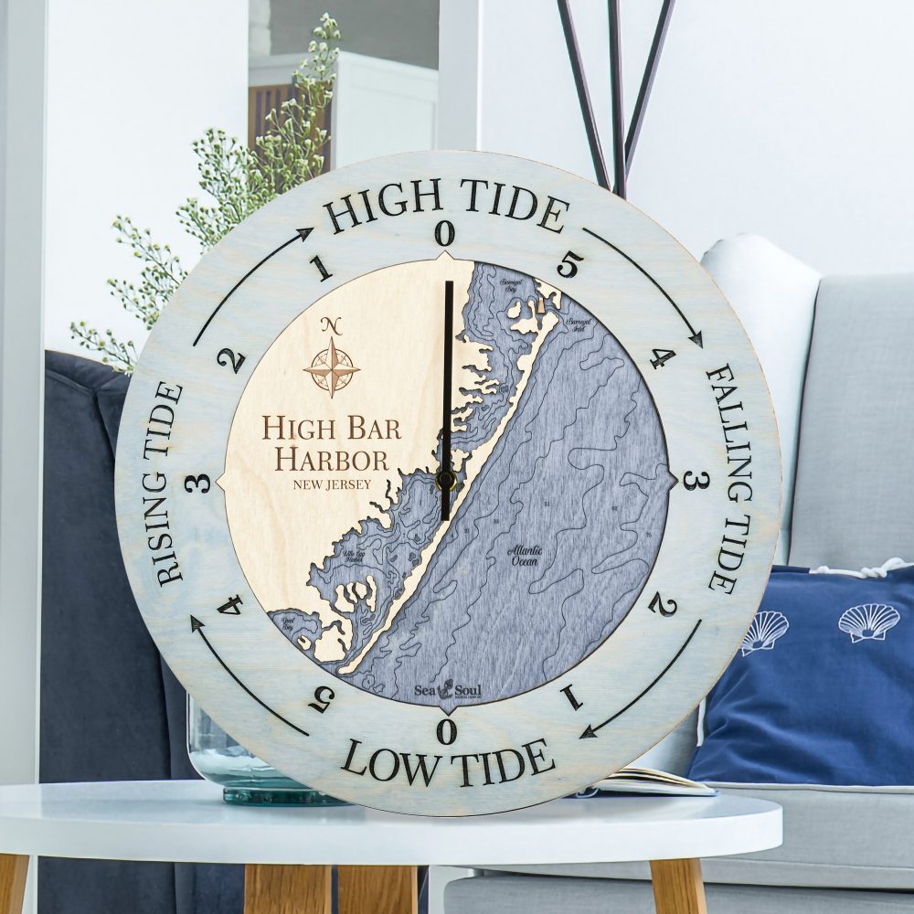 High Bar Harbor Tide Clock Bleach Blue Accent with Deep Blue Water Sitting Coffee Table