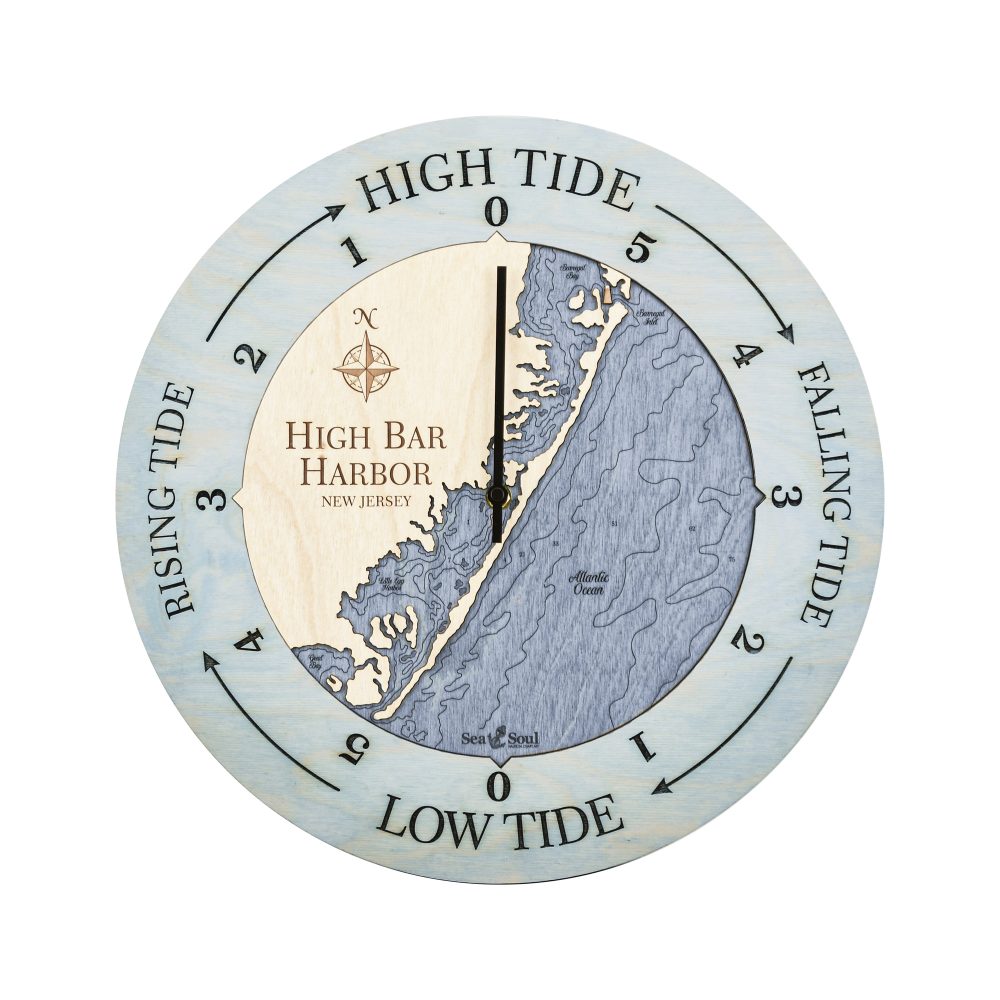 High Bar Harbor Tide Clock Bleach Blue Accent with Deep Blue Water