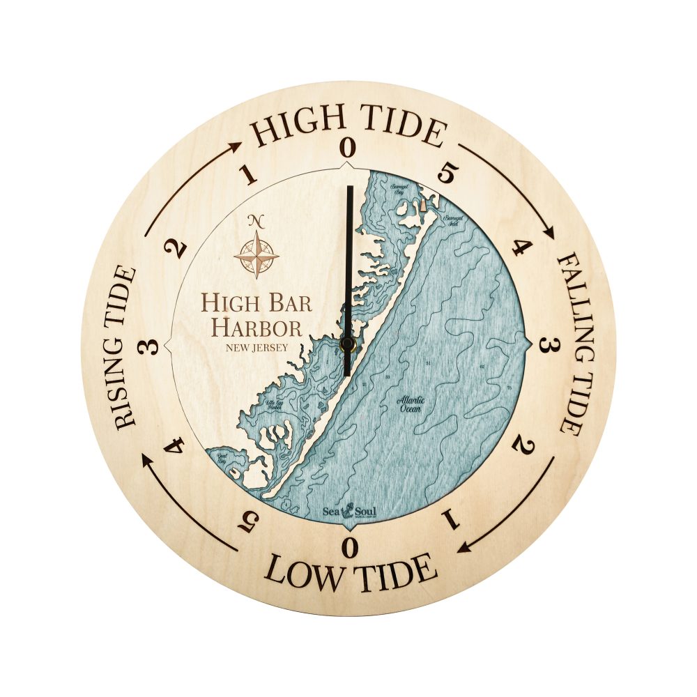 High Bar Harbor Tide Clock Birch Accent with Blue Green Water
