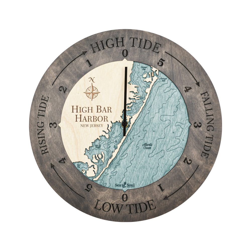 High Bar Harbor Tide Clock Driftwood Accent with Blue Green Water