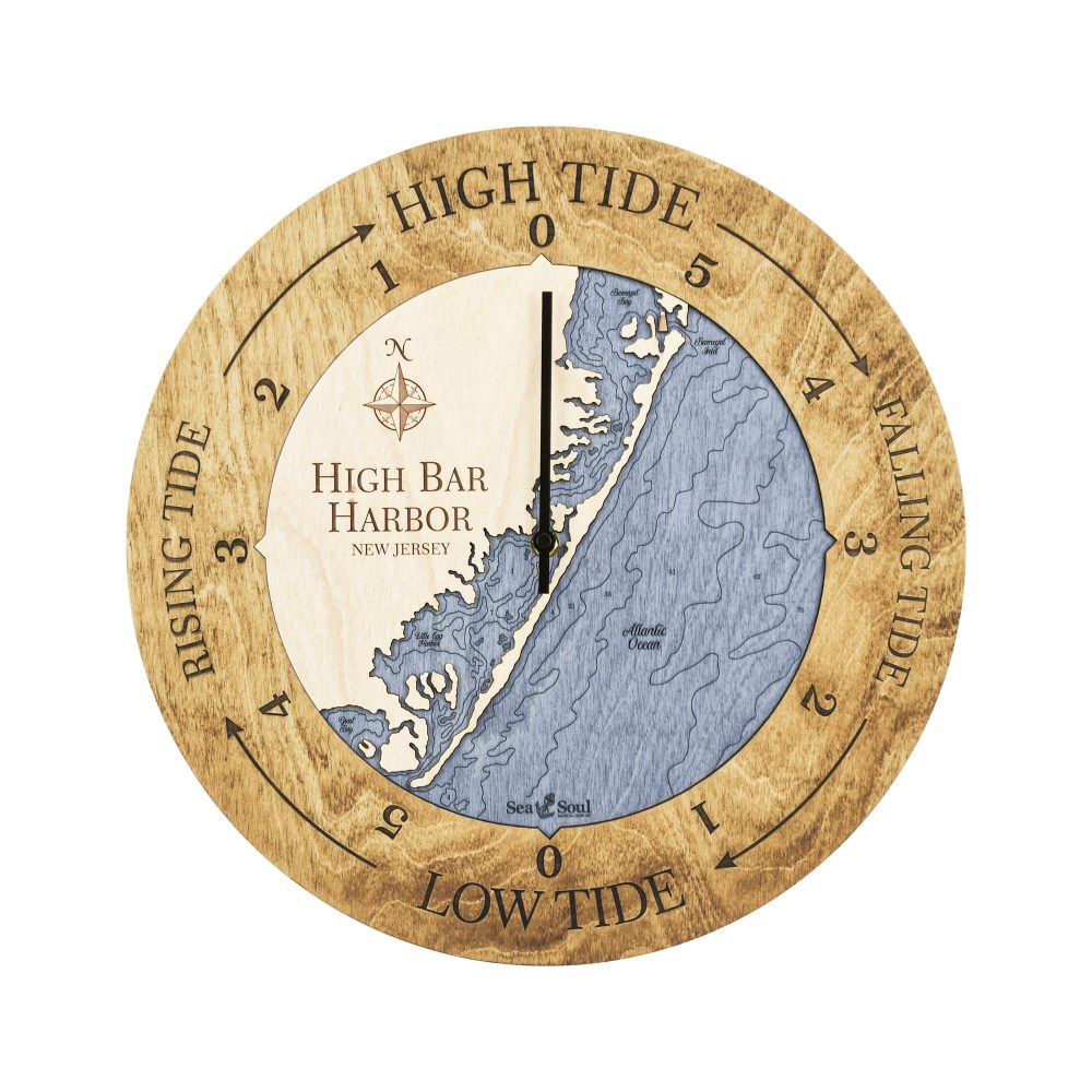 High Bar Harbor Tide Clock Honey Accent with Deep Blue Water