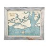 Hilton Head Nautical Map Wall Art Rustic Pine Accent with Blue Green Water