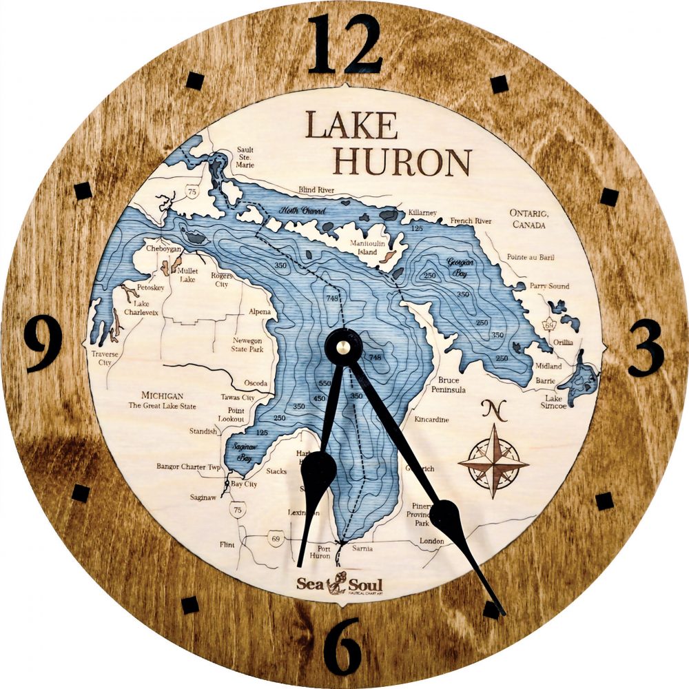 Lake Huron Nautical Clock Americana Accent with Deep Blue Water Product Shot