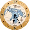 Lake Huron Nautical Clock Honey Accent with Deep Blue Water Product Shot