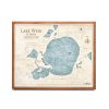 Lake Weir Nautical Map Wall Art Cherry Accent with Blue Green Water