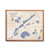 Long Lake Nautical Map Wall Art Cherry Accent with Deep Blue Water