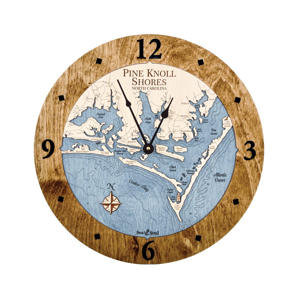 Pine Knoll Shores Nautical Wall Clock Americana Accent with Deep Blue Water