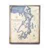 Puget Sound Nautical Map Wall Art Rustic Pine Accent with Deep Blue Water