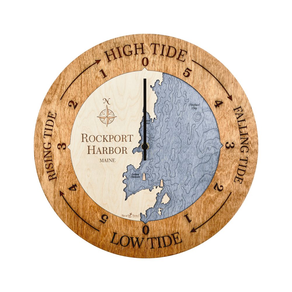 Rockport Harbor Tide Clock Americana Accent with Deep Blue Water