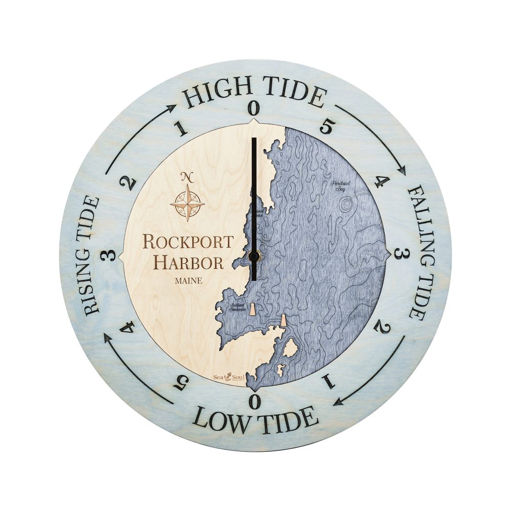 Rockport Harbor Tide Clock Bleach Blue Accent with Deep Blue Water