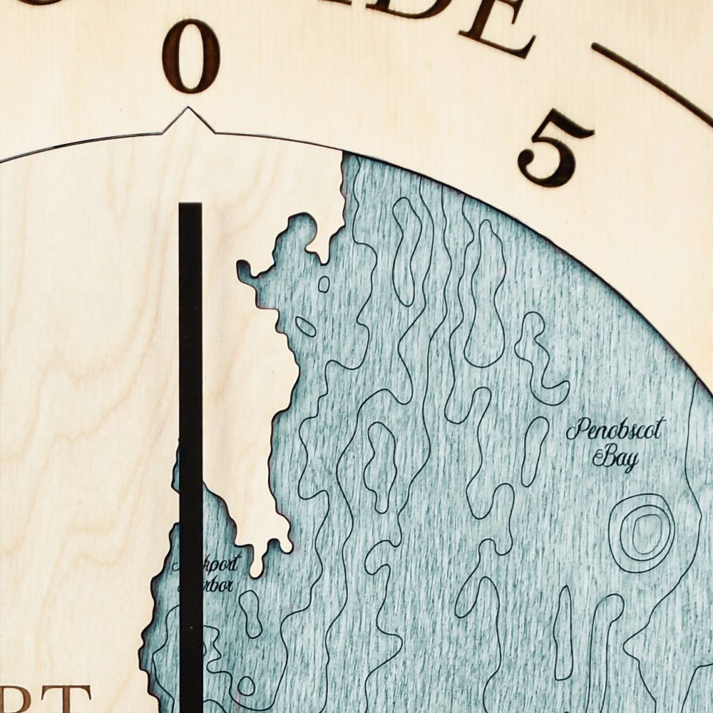 Rockport Harbor Tide Clock Birch Accent with Blue Green Water Detail Shot 1
