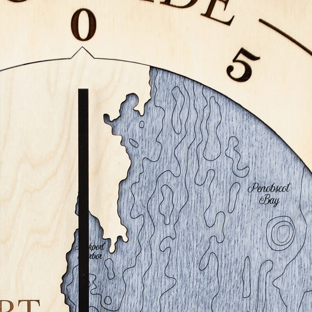 Rockport Harbor Tide Clock Birch Accent with Deep Blue Water Detail Shot 1