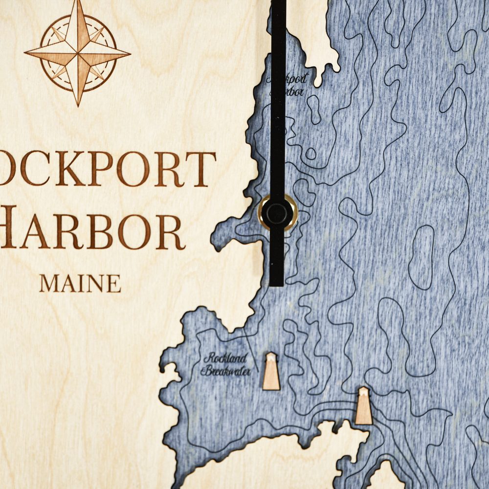Rockport Harbor Tide Clock Birch Accent with Deep Blue Water Detail Shot 2