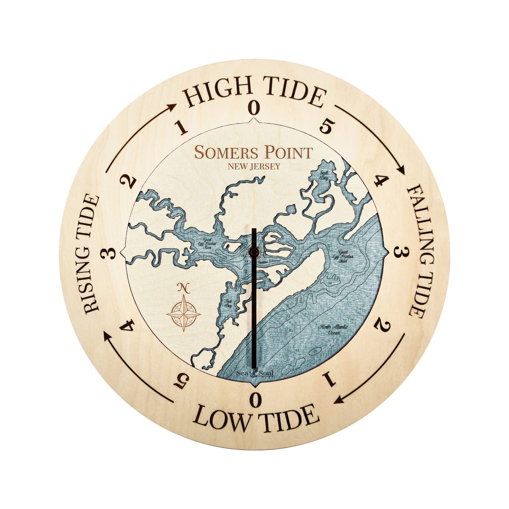 Somers Point Tide Clock Birch Accent with Blue Green Water