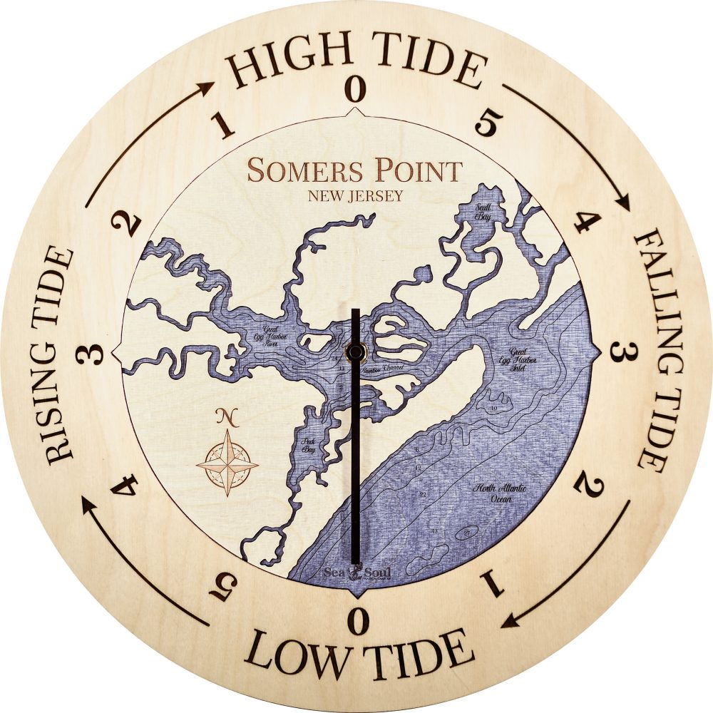 Somers Point Tide Clock Birch Accent with Deep Blue Water Product Shot