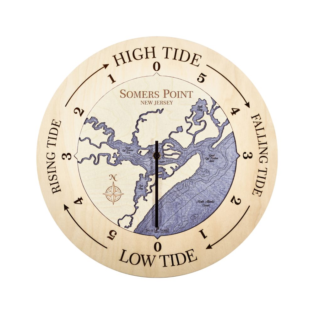 Somers Point Tide Clock Birch Accent with Deep Blue Water