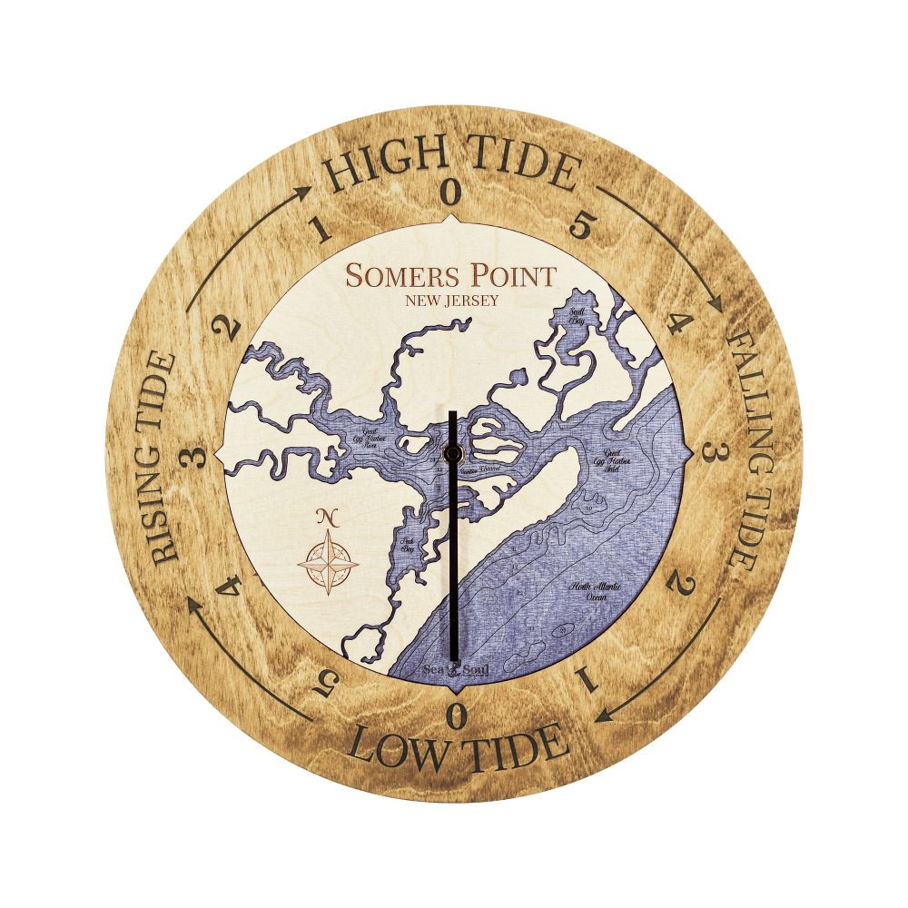 Somers Point Tide Clock Honey Accent with Deep Blue Water