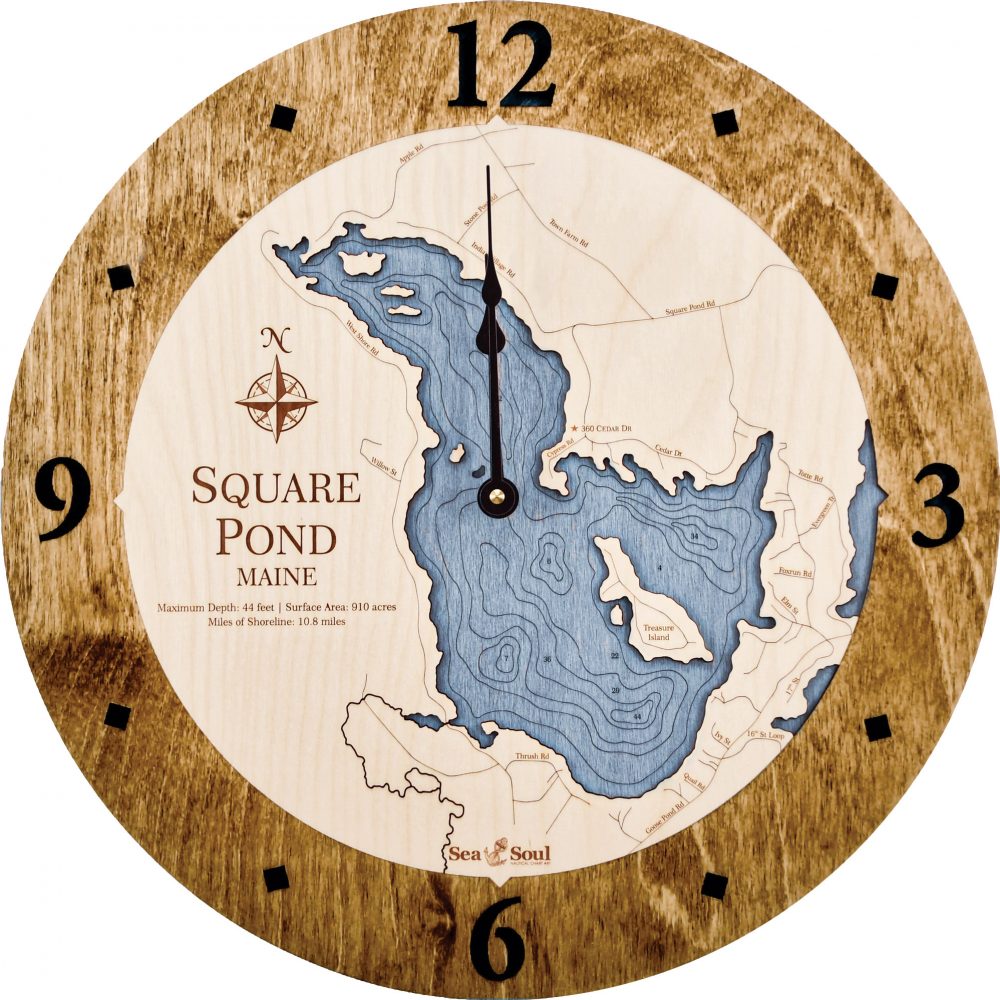 Square Pond Nautical Clock Americana Accent with Deep Blue Water Product Shot