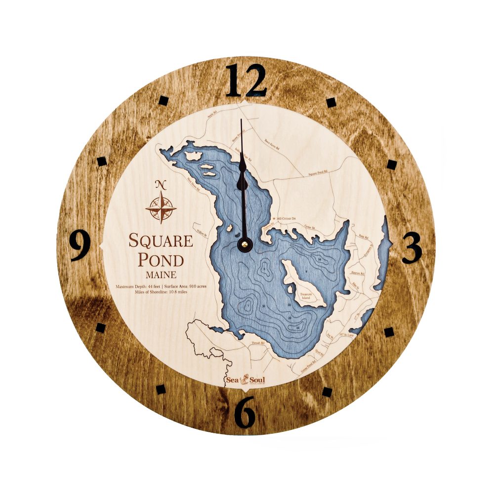 Square Pond Nautical Clock Americana Accent with Deep Blue Water